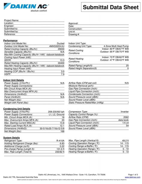 Submittal data 